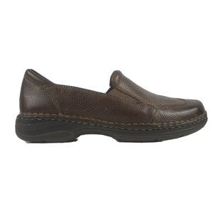 Drexlite Women's Brown Leather Slip On Clog Career